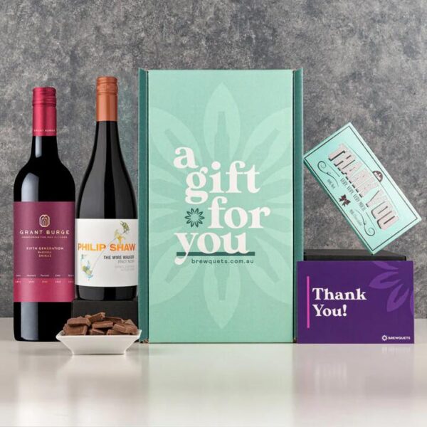 Thank You Duo Wine Hamper - Duo Red Shiraz  Pinot Noir - Wine Gift Basket Perfect for Any Occasion | Brewquets Australia