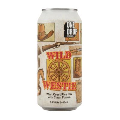 One Drop Wild Westie West Coast Rice IPA with Clean Fusion 440ml Can - Pack of 4