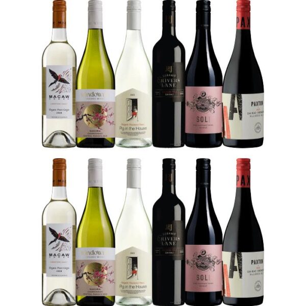 Organic Mixed Dozen, Australia multi-regional Mixed Red and White Wine Case, Wine Selectors