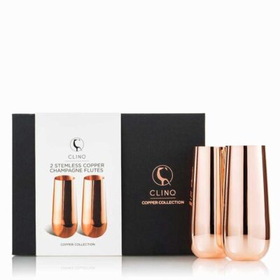 Clinq Stemless Copper Champagne Flutes 2 Set | Sans Drinks Booze Buddie Clinq Stemless Copper Champagne Flutes 2 Set | Sans Drinks