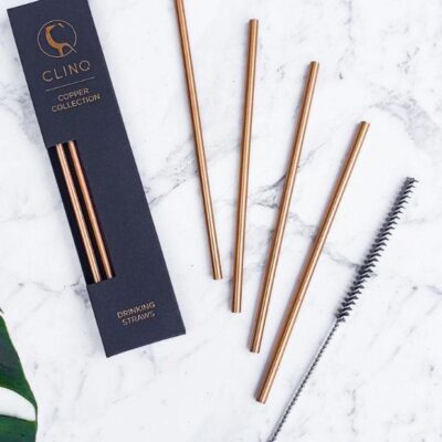 Clinq Copper Straw & Brush Set of 4 | Sans Drinks Booze Buddie Clinq Copper Straw & Brush Set of 4 | Sans Drinks