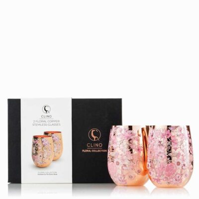 Clinq Floral Copper Wine Glasses Pair of 2 | Sans Drinks Booze Buddie Clinq Floral Copper Wine Glasses Pair of 2 | Sans Drinks