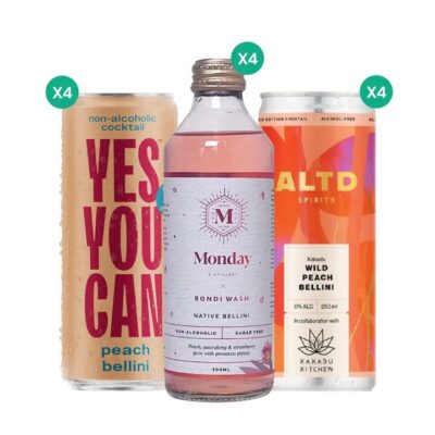 Pop & Peach Non-Alcoholic Bellini Mixed 12 Pack | Sans Drinks Booze Buddie Pop & Peach Non-Alcoholic Bellini Mixed 12 Pack | Sans Drinks