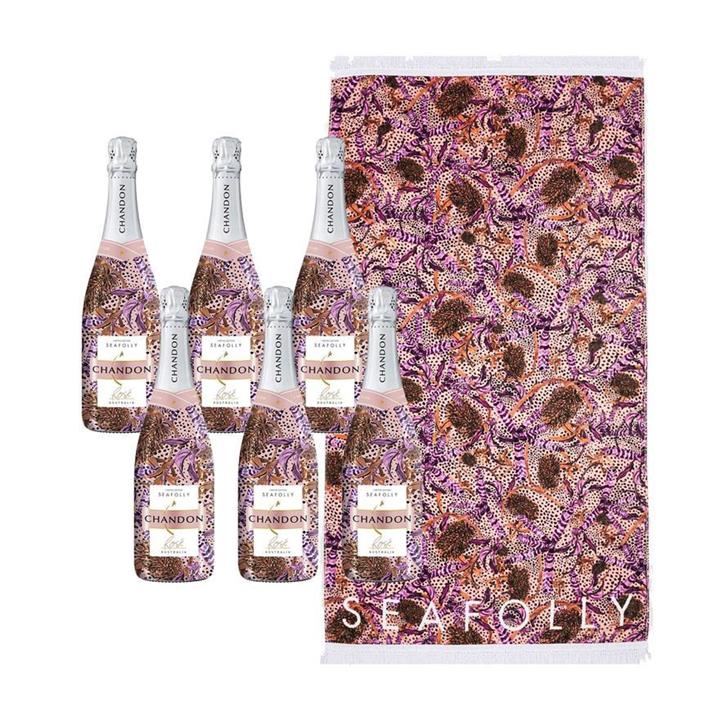 Chandon Brut Rose NV Seafolly - 6 Bottles + Beach Towel