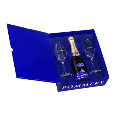 Pommery Brut Royal NV + 2 Champagne Glasses Set