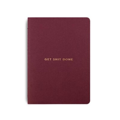 MiGoals Get Shit Done Notebook, Burgundy & Gold, A6 Booze Buddie MiGoals Get Shit Done Notebook, Burgundy & Gold, A6