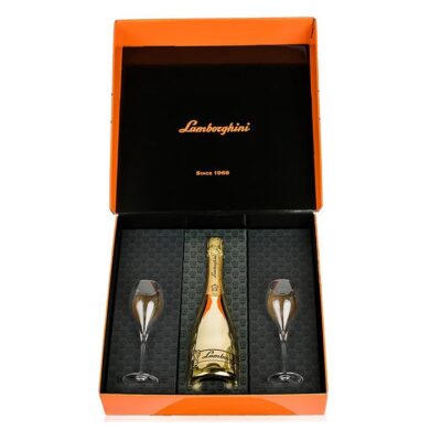 Lamborghini: Oro Vino Spumante with 2 Glasses Gift Set