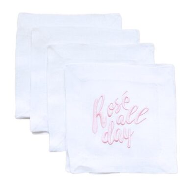 Lettermade Rose All Day Linen Cocktail Napkins, Set of 4