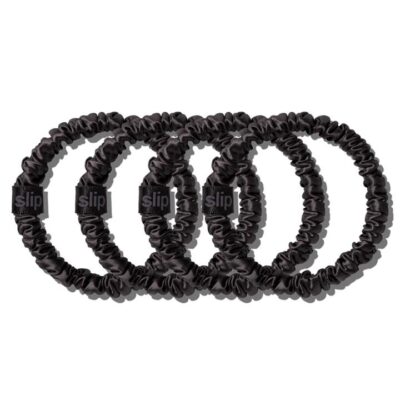 Slip Silk Black Skinny Scrunchies, Pack of 6