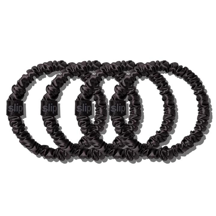 Slip Silk Black Skinny Scrunchies, Pack of 6