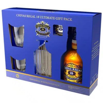 Chivas Regal 18 Year Old Blended Scotch Whisky Decanter & 2 Glasses Gift Pack 700ml