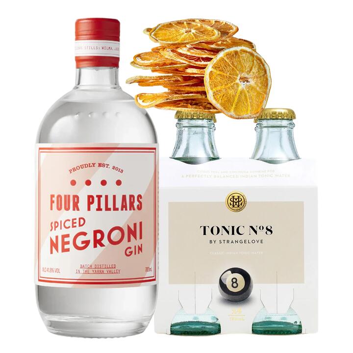 Four Pillars Spiced Negroni Gin & Tonic No8 Pack Booze Buddie Four Pillars Spiced Negroni Gin & Tonic No8 Pack
