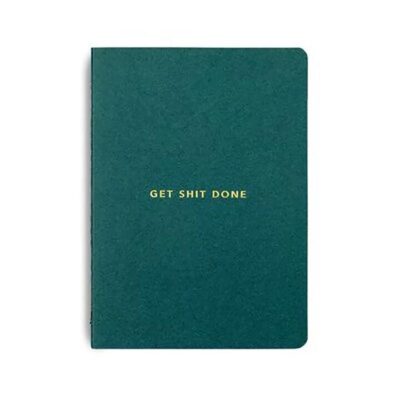 MiGoals Get Shit Done Notebook, Teal & Gold, A6 Booze Buddie MiGoals Get Shit Done Notebook, Teal & Gold, A6
